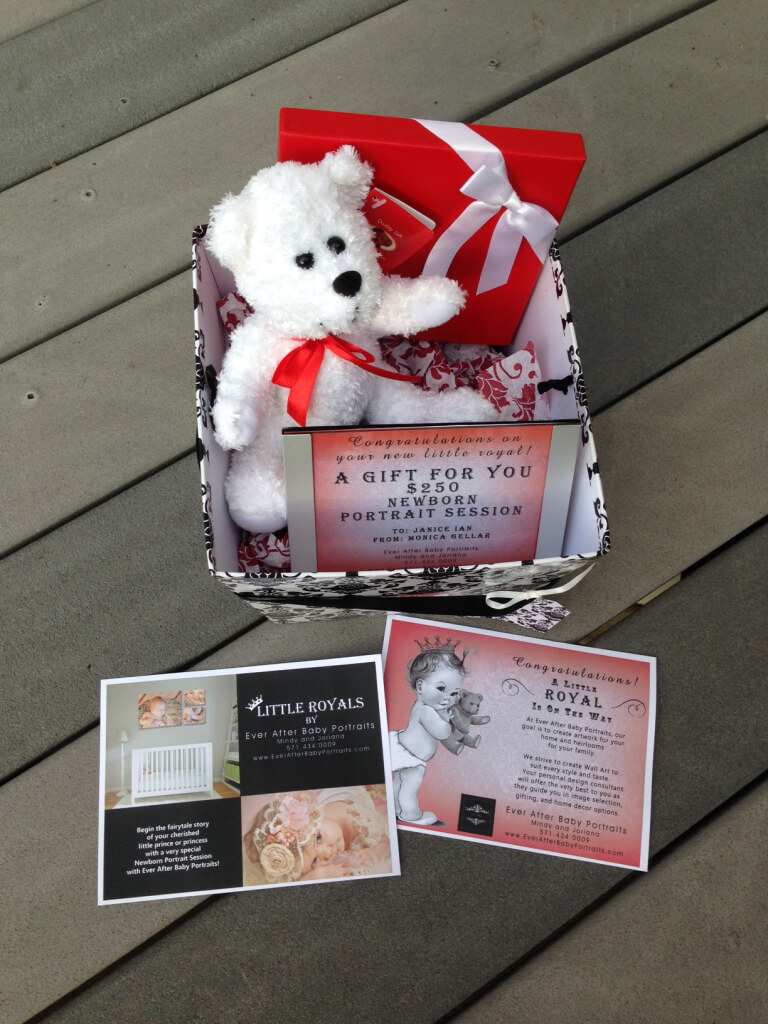 Newborn portrait session gift certificate set.